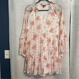 Vince Camuto White/Pink Floral Dress Small